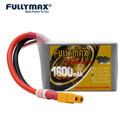 Fullymax 4s 1600mah 30c 14.8v 100c avião rc bateria de polímero de lítio quadcóptero