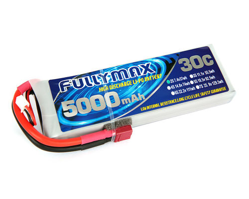 Bateria de Fullymax 7.4V 5000mAh 2S 30C Lipo com o DEANS/T-Plug para helicópteros de Rc dos carros de RC nitro